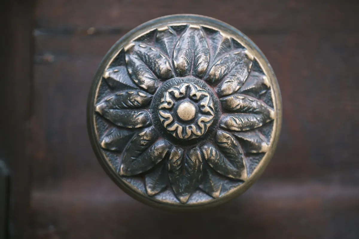 vintage metal fireplace screen brass details