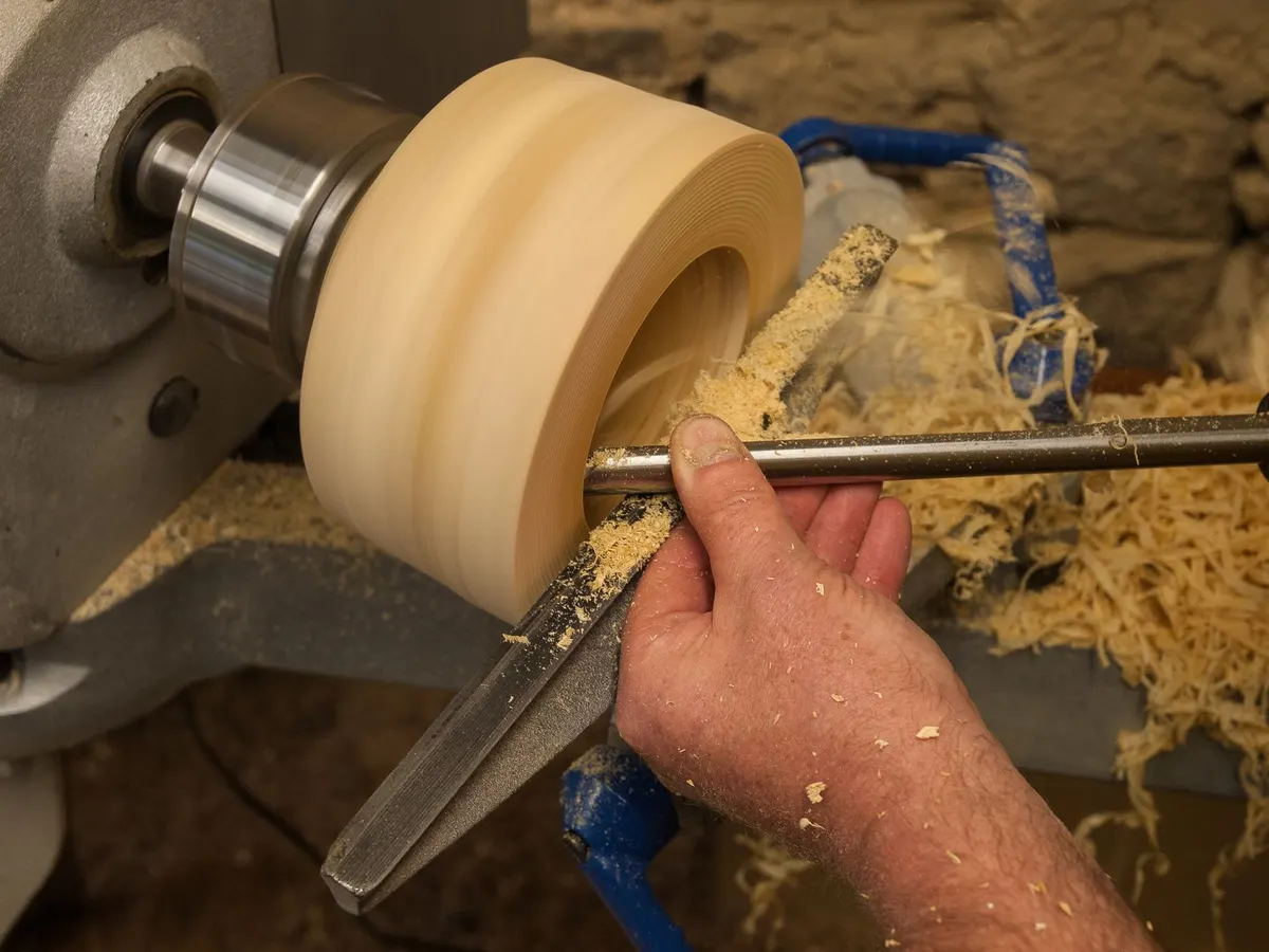 wrapping flexible wood trim around lamp stem