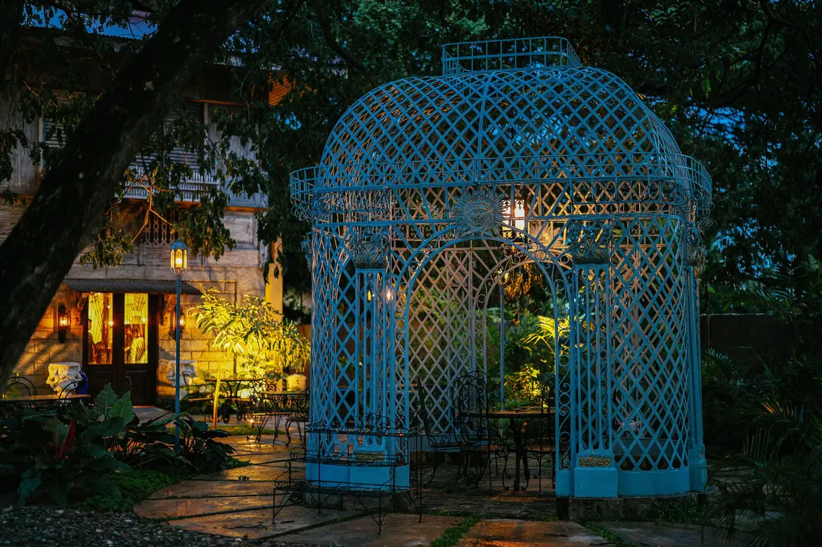 aged metal candle chandelier garden patio