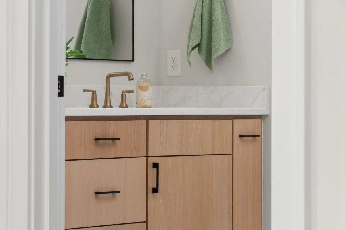 bathroom vanity wood caddy rolled towels