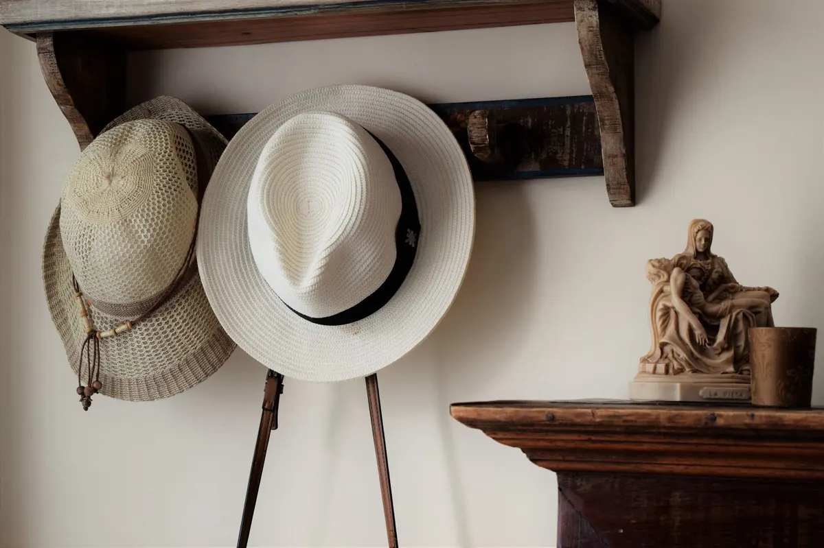thrifted wooden curio wall shelf rustic styled