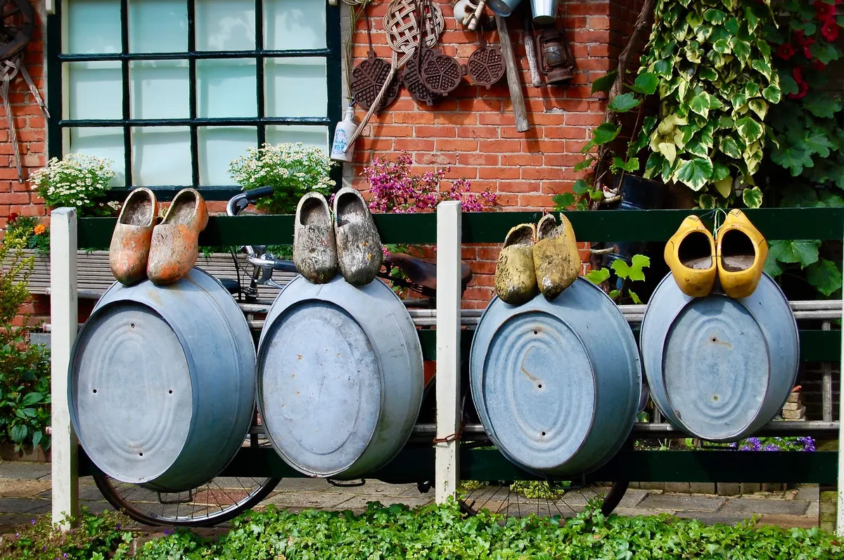 aged galvanized metal planter plants outdoor cottage garden