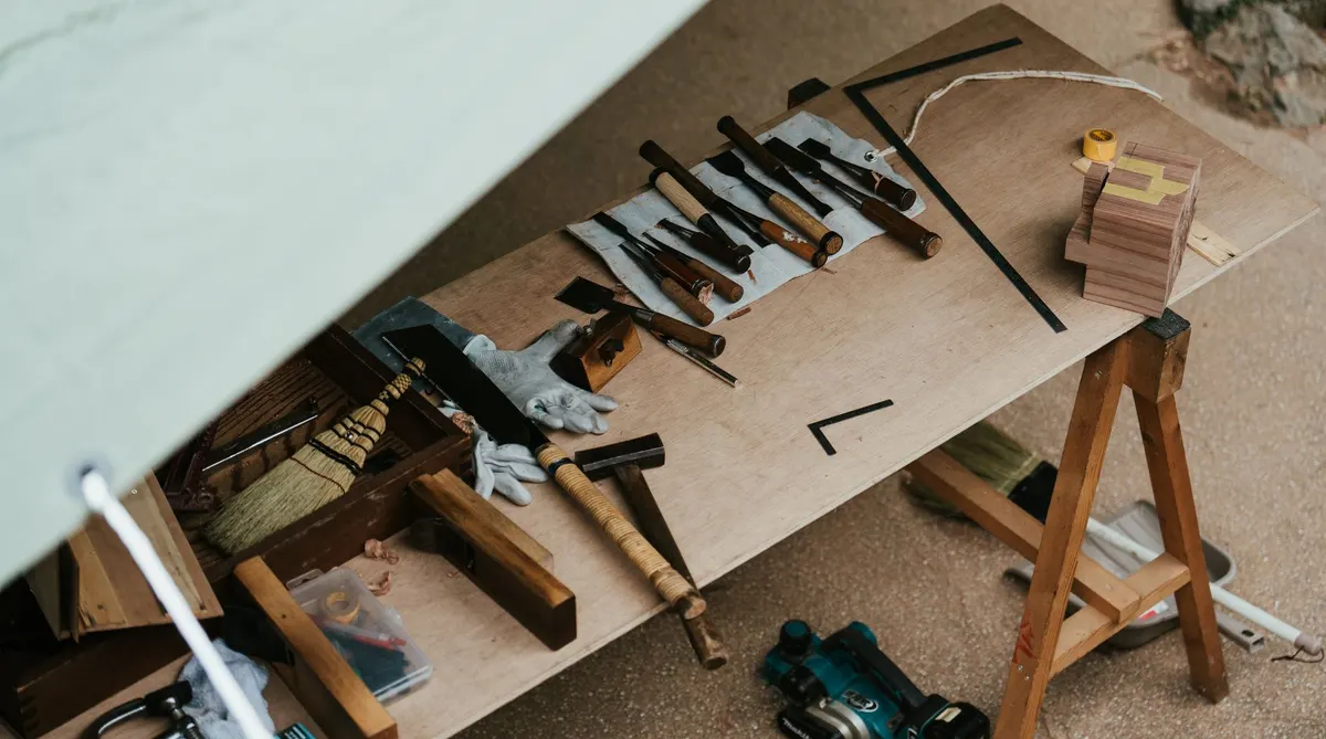 dark stained wooden coat rack details
