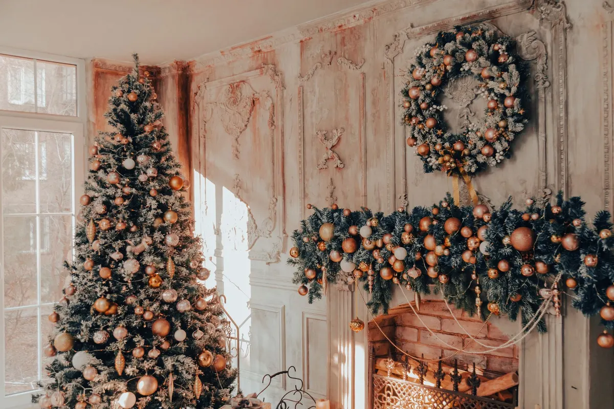 wood trees mantel decor