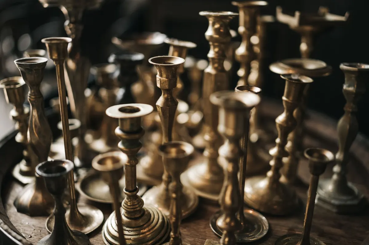 brass candlesticks holiday table