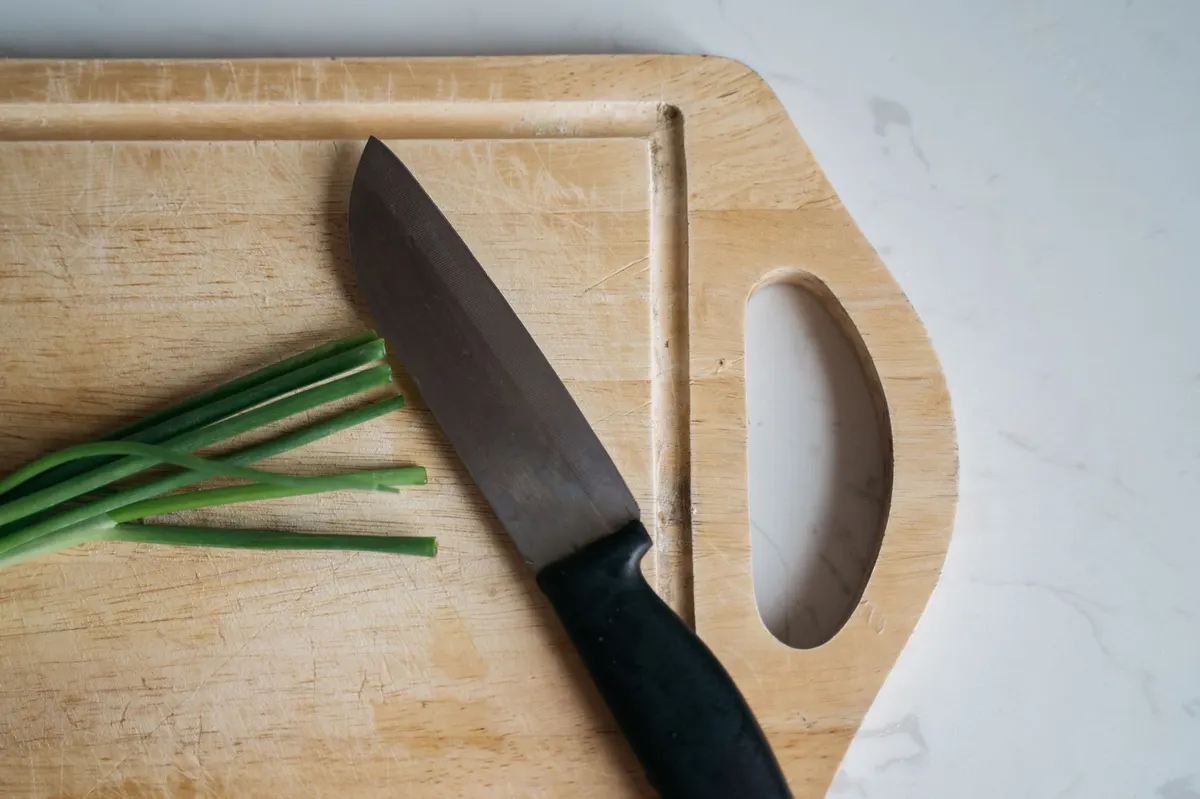 wooden cutting board kitchen counter