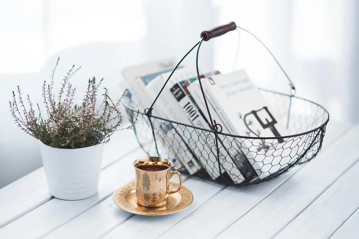 wire basket living room shelf